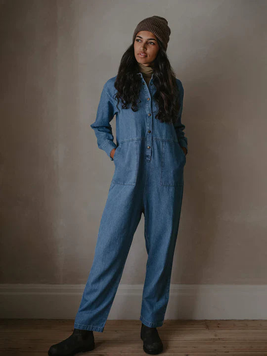 The Denim Boiler Suit Women s Light Denim Rent Manymoons