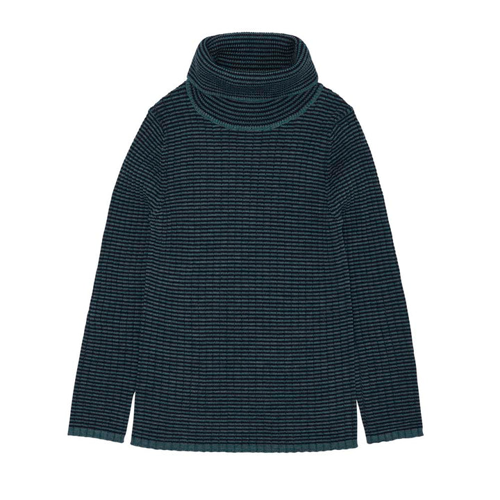 Rollneck Blouse - Emerald/Dark Navy