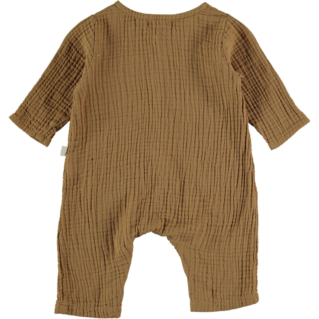 Baby Organic Cotton Gauze Jumpsuit - Peanut