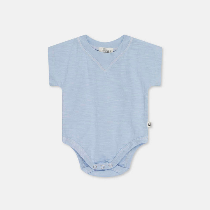 Slub V-Insert Bodysuit - Blue