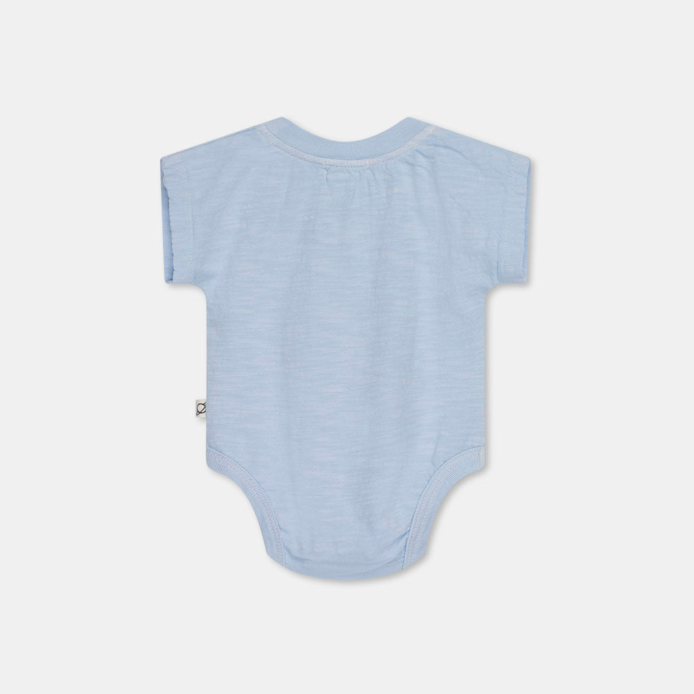 Slub V-Insert Bodysuit - Blue