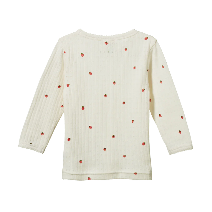 Long Sleeve Pointelle Tee - Strawberry Fields