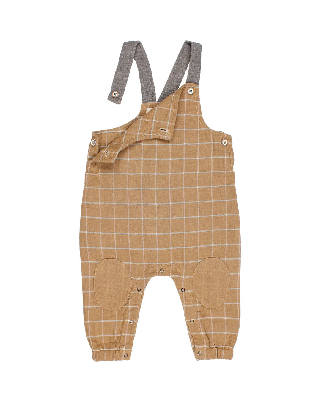 Baby Check Dungaree - Check Amber