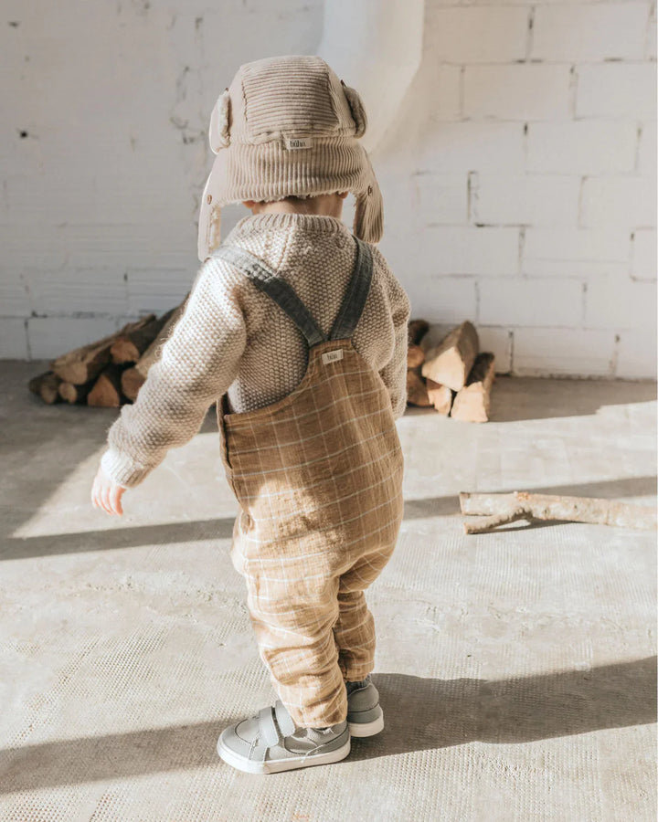 Baby Check Dungaree - Check Amber