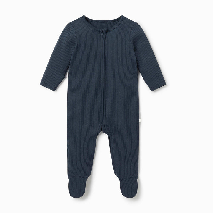 Ribbed ZIp-Up Sleepsuit - Navy