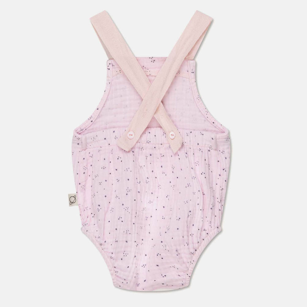 Gauze Star Print Baby Romper - Pink