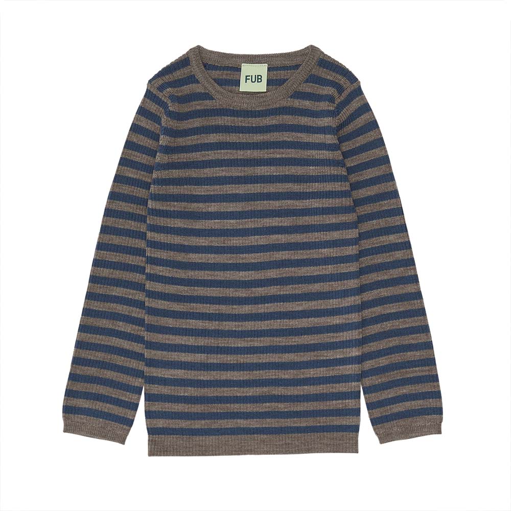 Rib Sweater - Beige Melange/Indigo