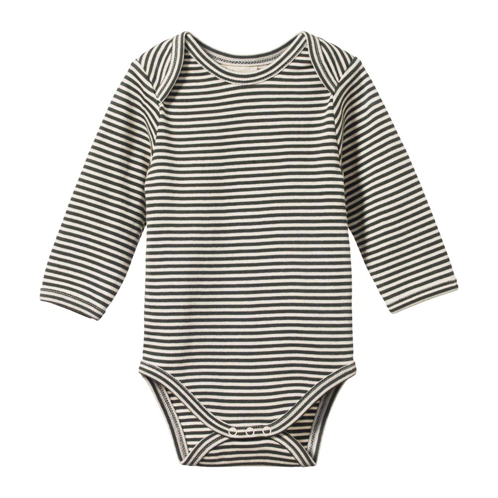 Long Sleeve Bodysuit - Thyme Stripe