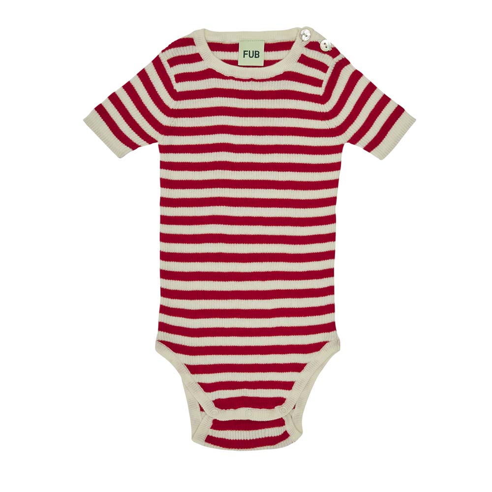 Baby Rib Body - Ecru/Bright Red