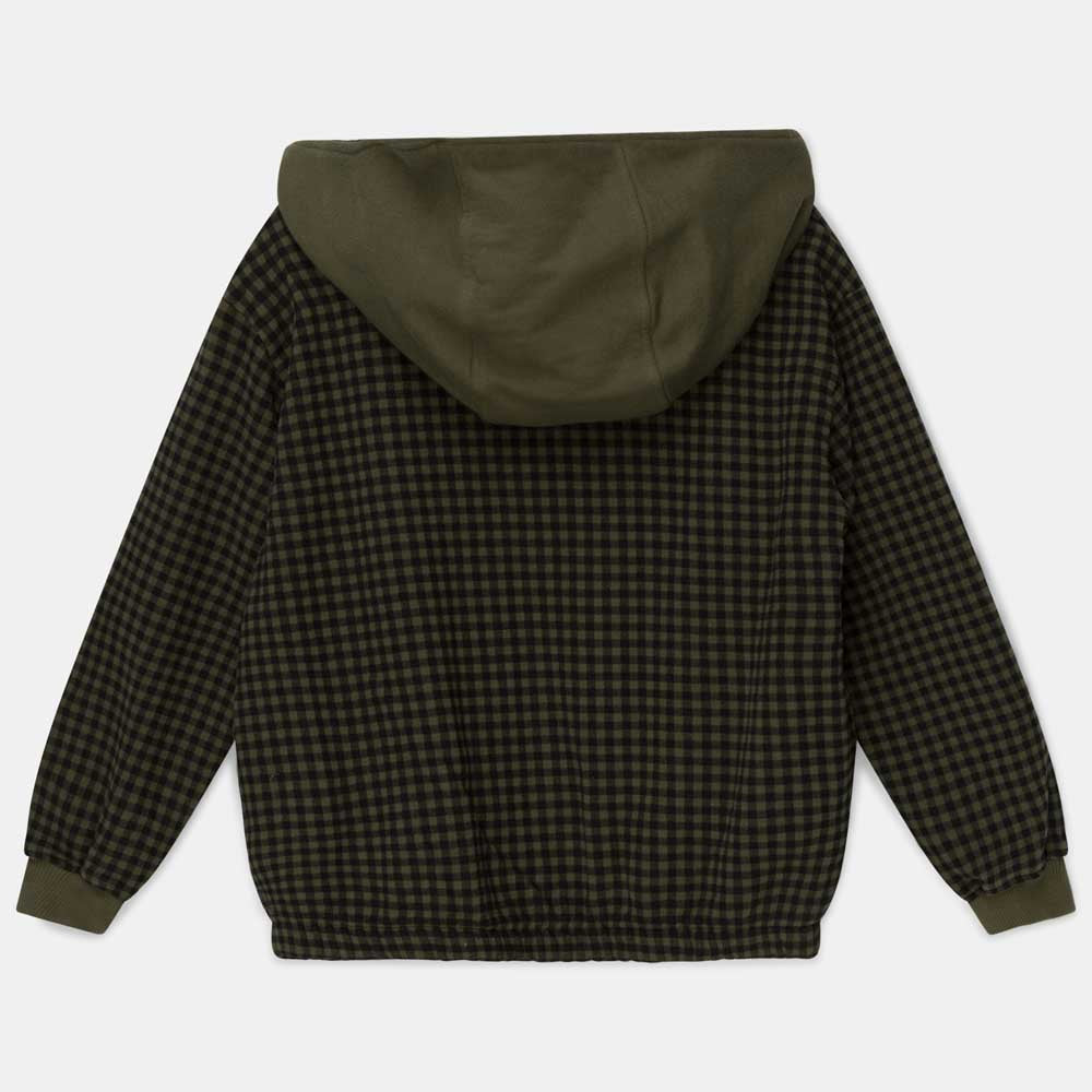 Organic Kids Plaid Hoodie - Khaki