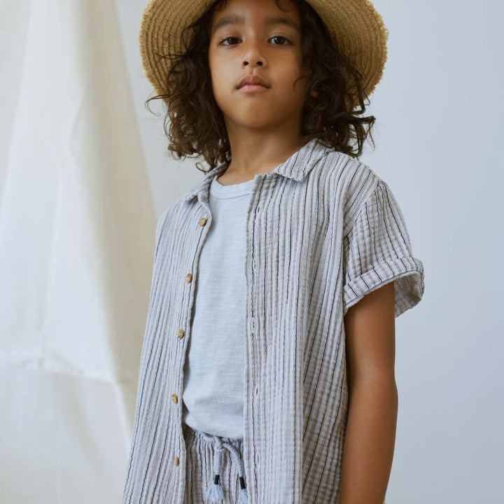 Gauze Stripe Camp Shirt - Ivory