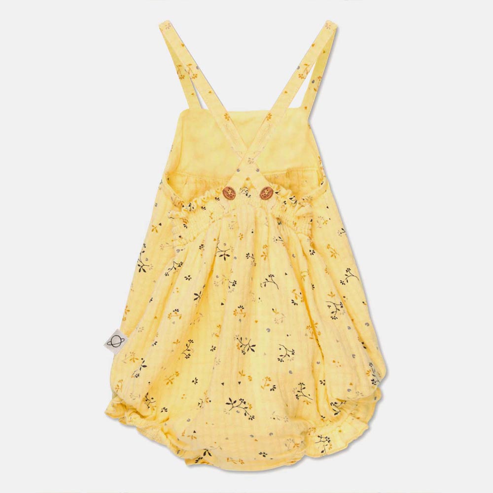 Muslin Floral Baby Romper - Yellow