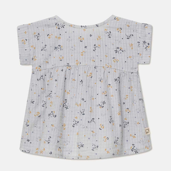 Muslin Floral Baby Dress & Bloomers - Soft Grey