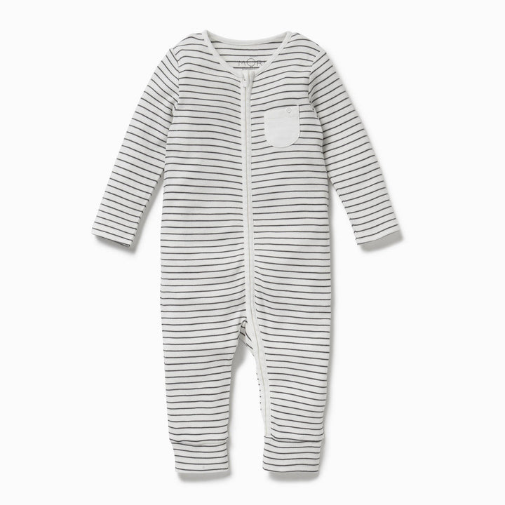 Zip-Up Sleepsuit - Grey Stripe