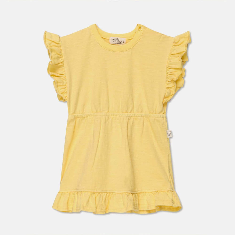 Slub Ruffle Dress - Yellow