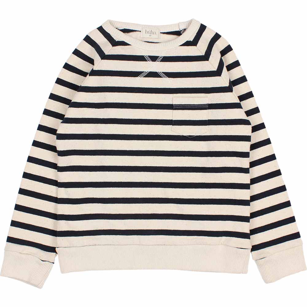 Navy Stripes Sweatshirt - Ecru