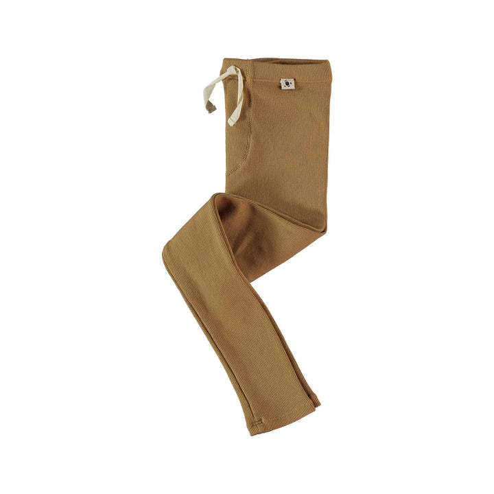 Kids Organic Cotton Ribbed Leggings - Peanut