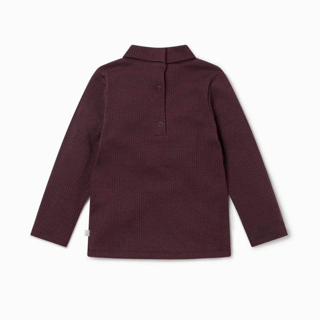 Ribbed Roll Neck Tee - Berry