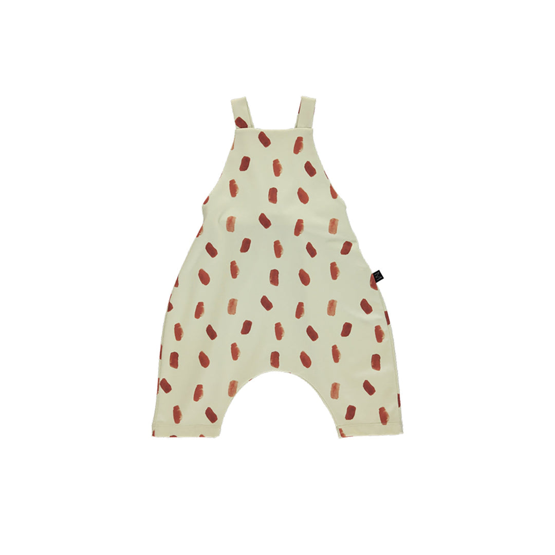 Brick Dot Short Dungarees - White/Brown