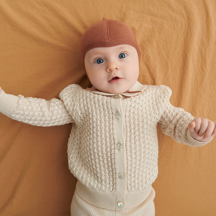 Baby Pointelle Cardigan - Ecru