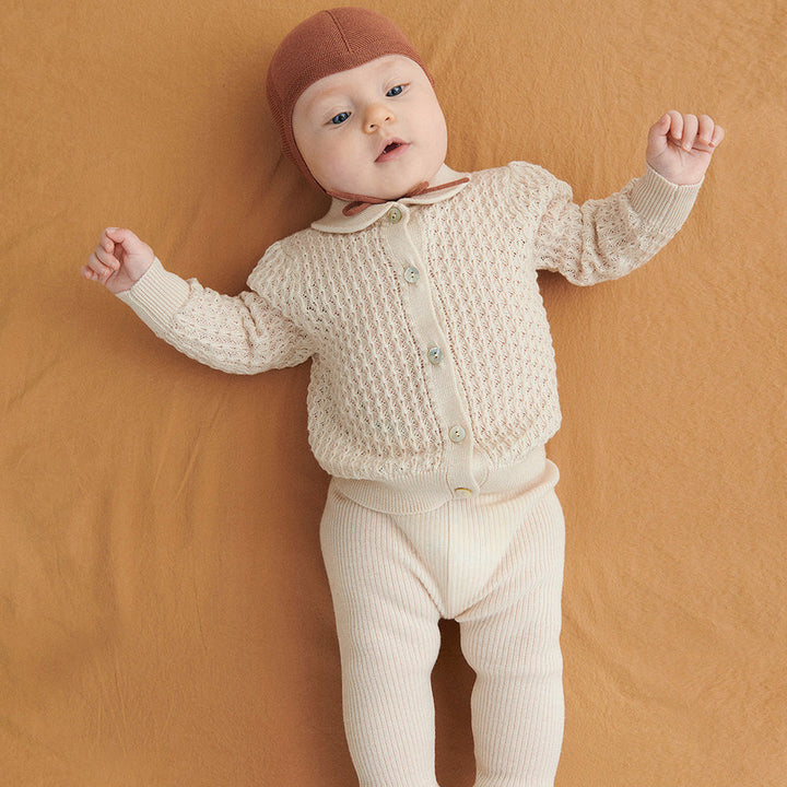 Baby Pointelle Cardigan - Ecru