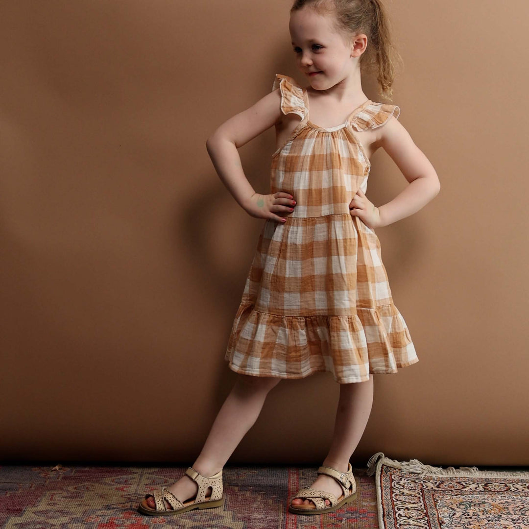 Gingham Dress - Caramel