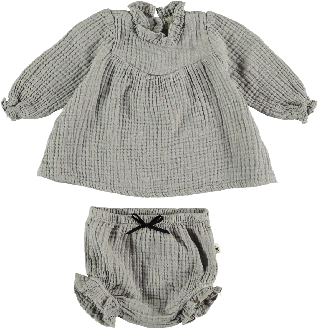 Organic Baby Dress & Bloomer - Grey