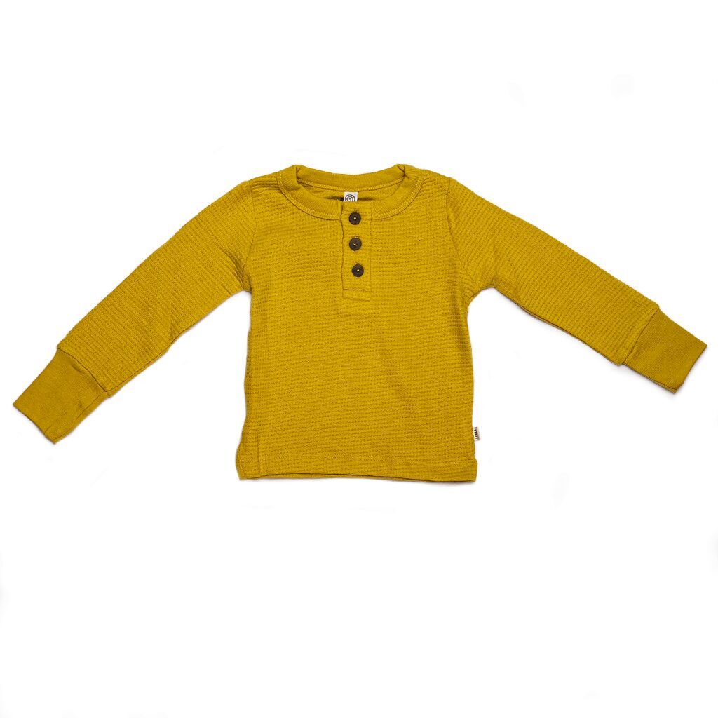 Waffle Henley - Mustard