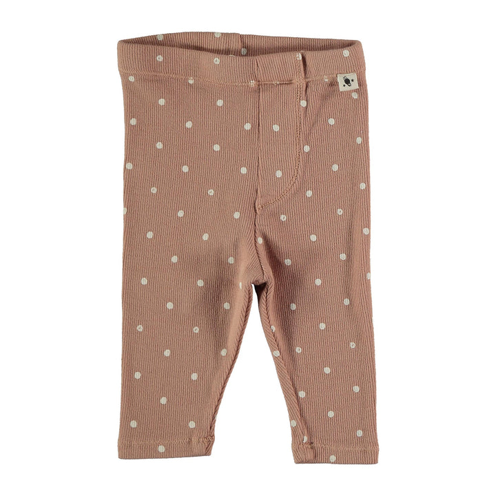 Baby Organic Ribbed Dotted Leggings - Terra Cotta