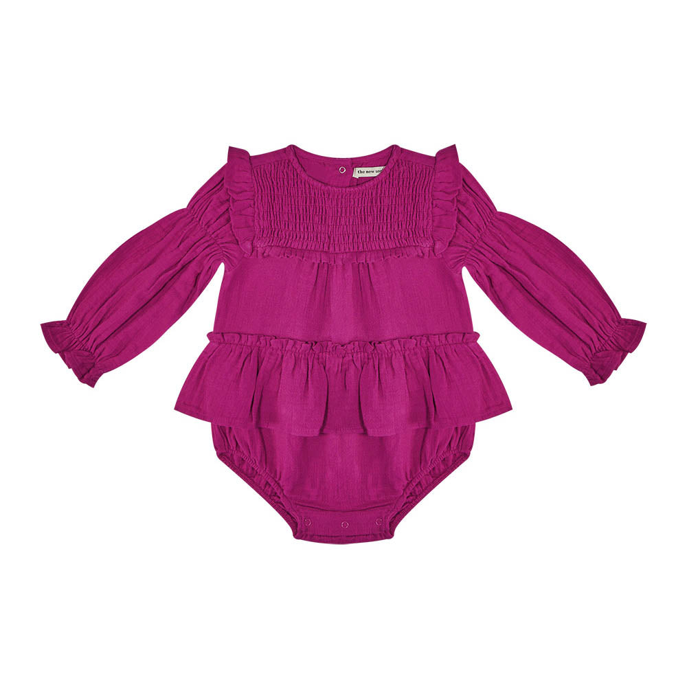 Dominique Baby Romper - Bougainvillea