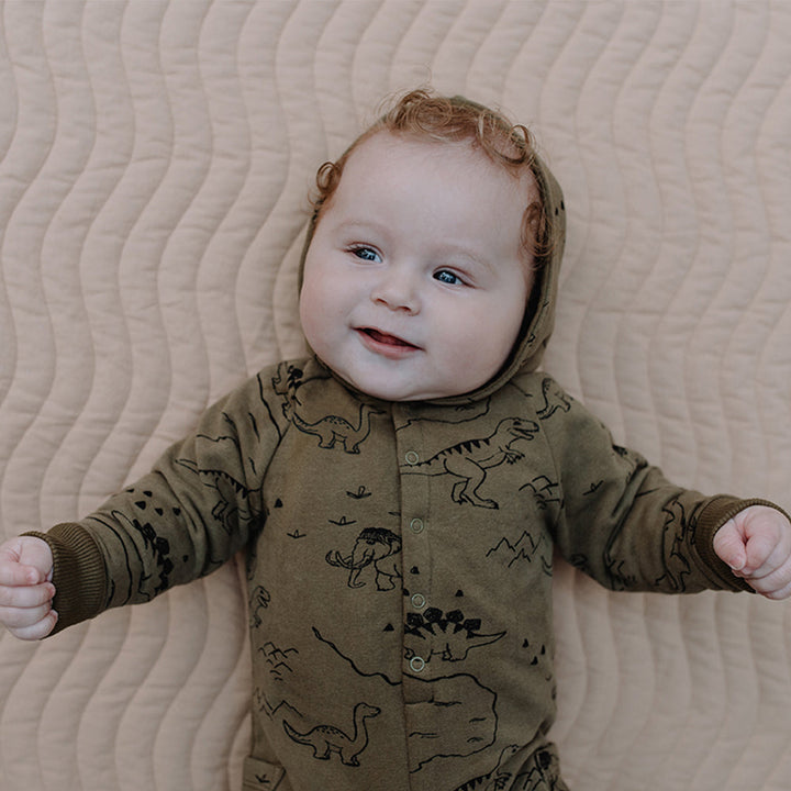 Dino Print Onesie - Khaki