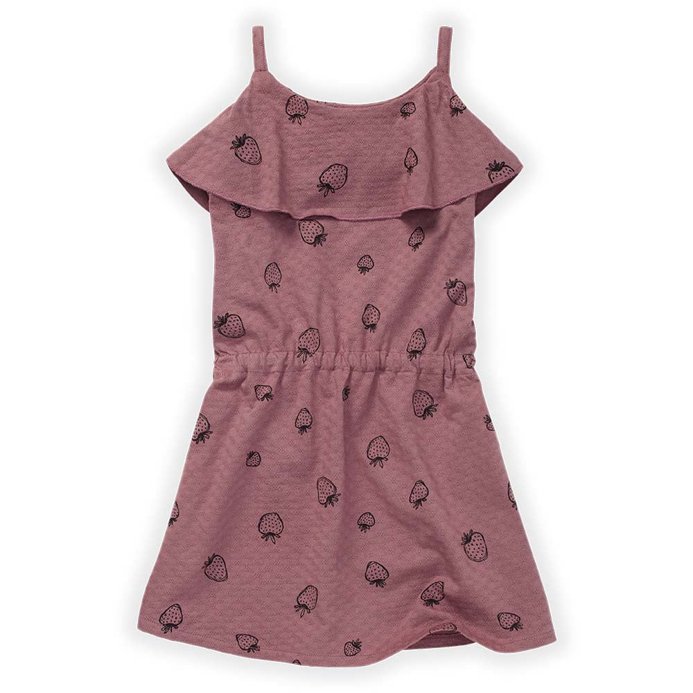 Pointelle Strawberry Print Dress - Orchid