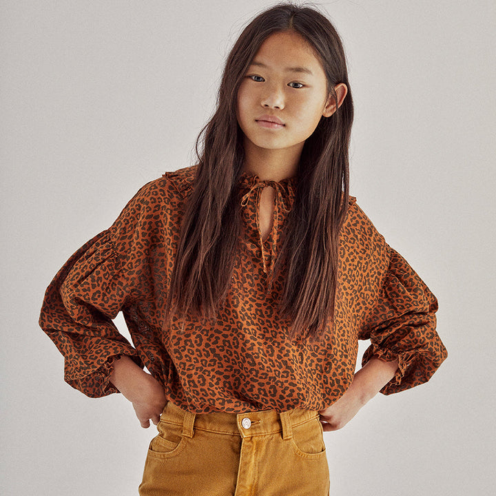 Federica Blouse - Caramel Leo Print