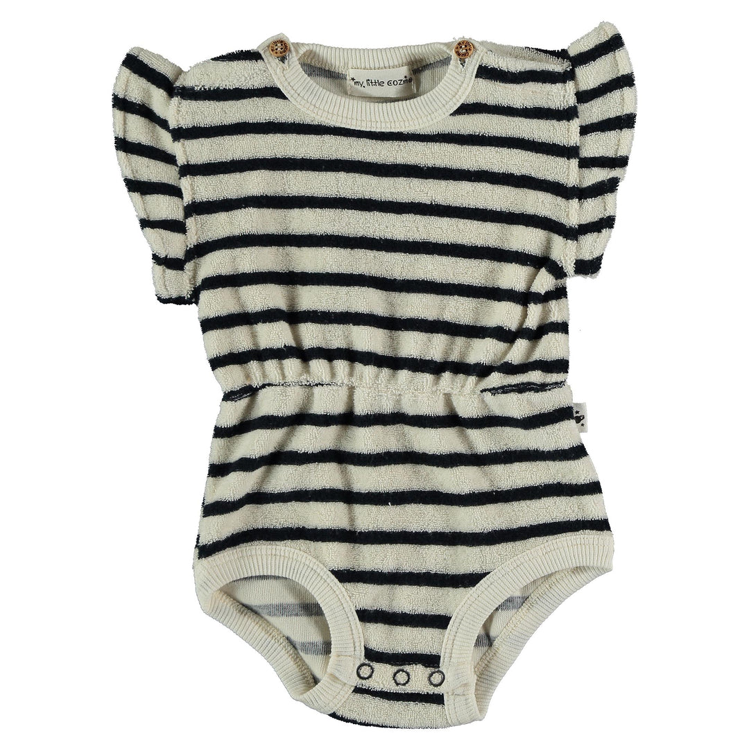 Organic Cotton Toweling Romper - Dark Blue