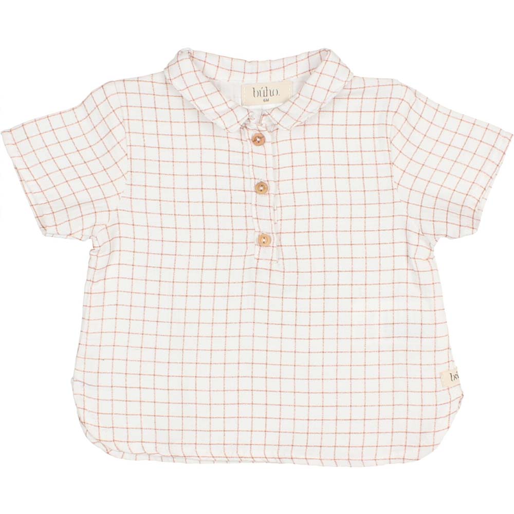 Collared Mini Check Shirt - Terracotta