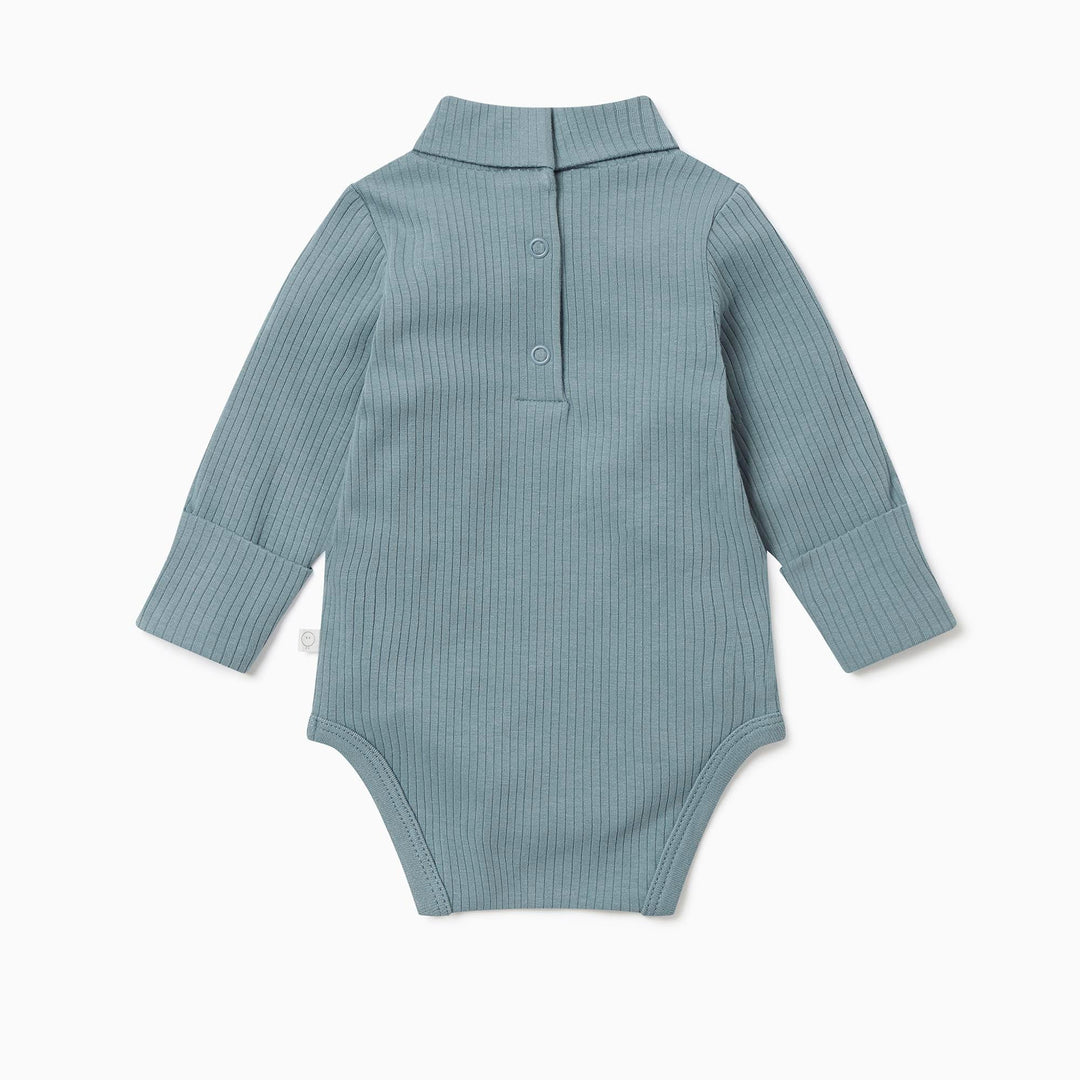 Ribbed Roll Neck Bodysuit - Sky