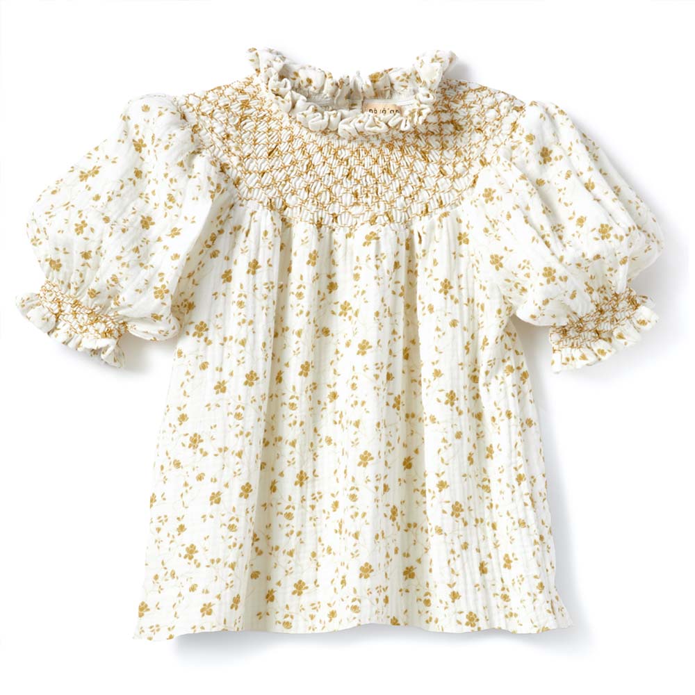 Sofia Smock Blouse - Ochre Flowers