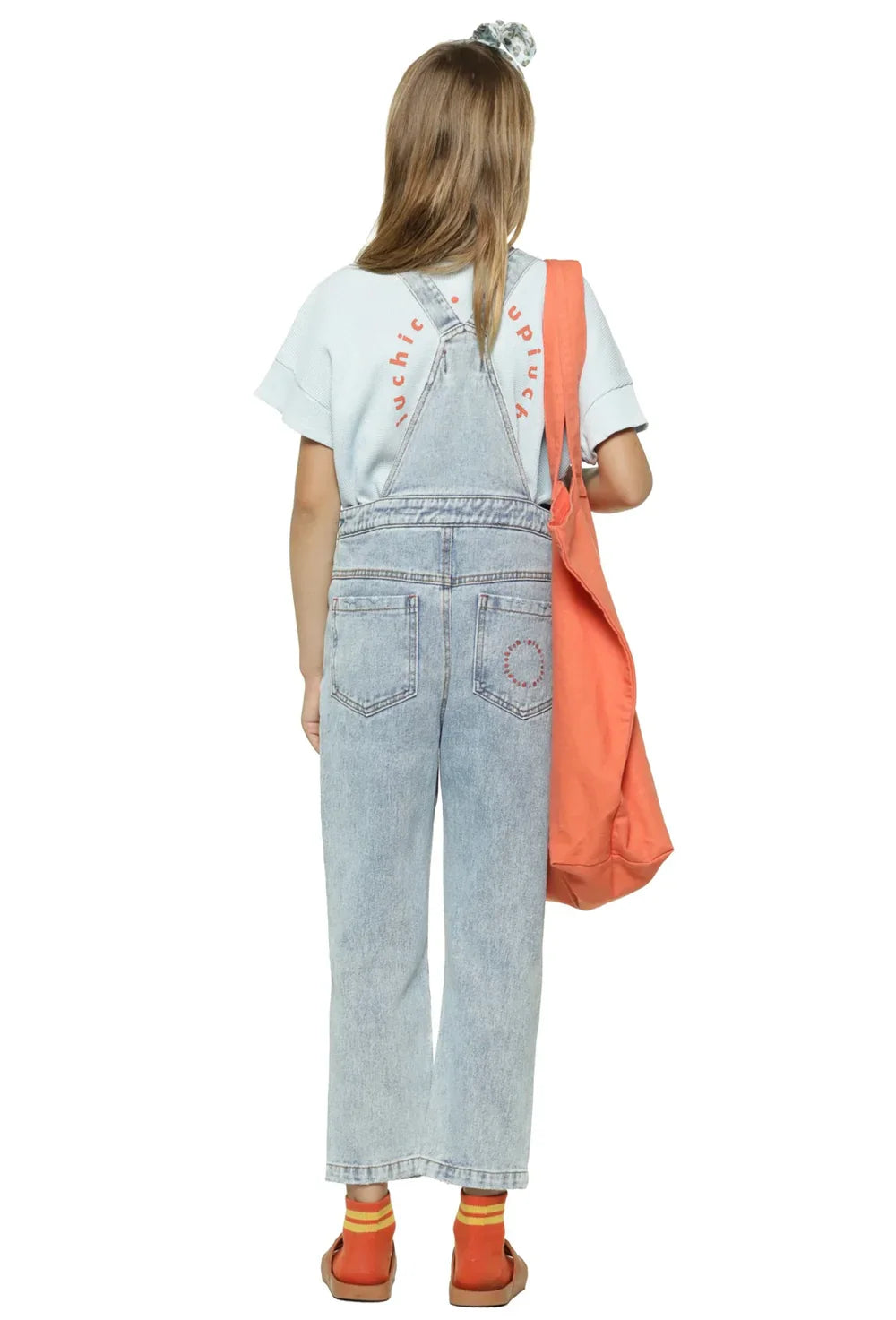 Unisex Dungarees w/ Green Logo - Washed Light Blue Denim