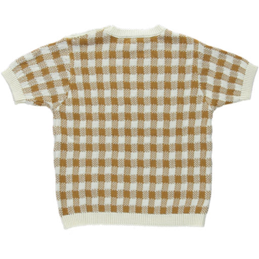 Ian Knit Top - Caramel Gingham