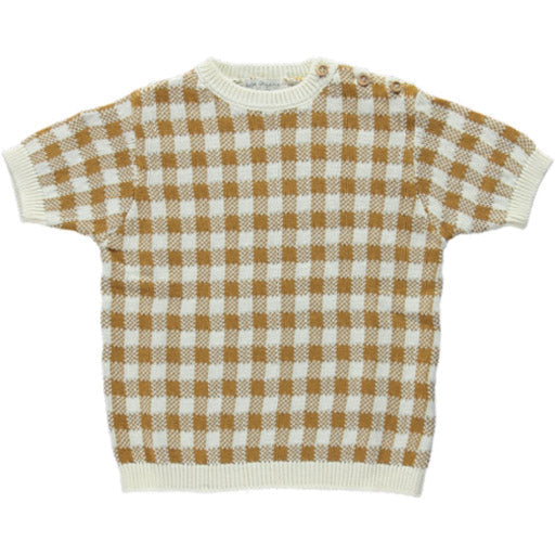 Ian Knit Top - Caramel Gingham