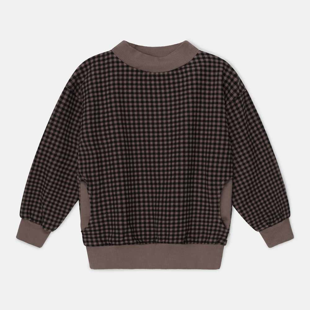 Organic Kids Plaid Sweatshirt - Taupe