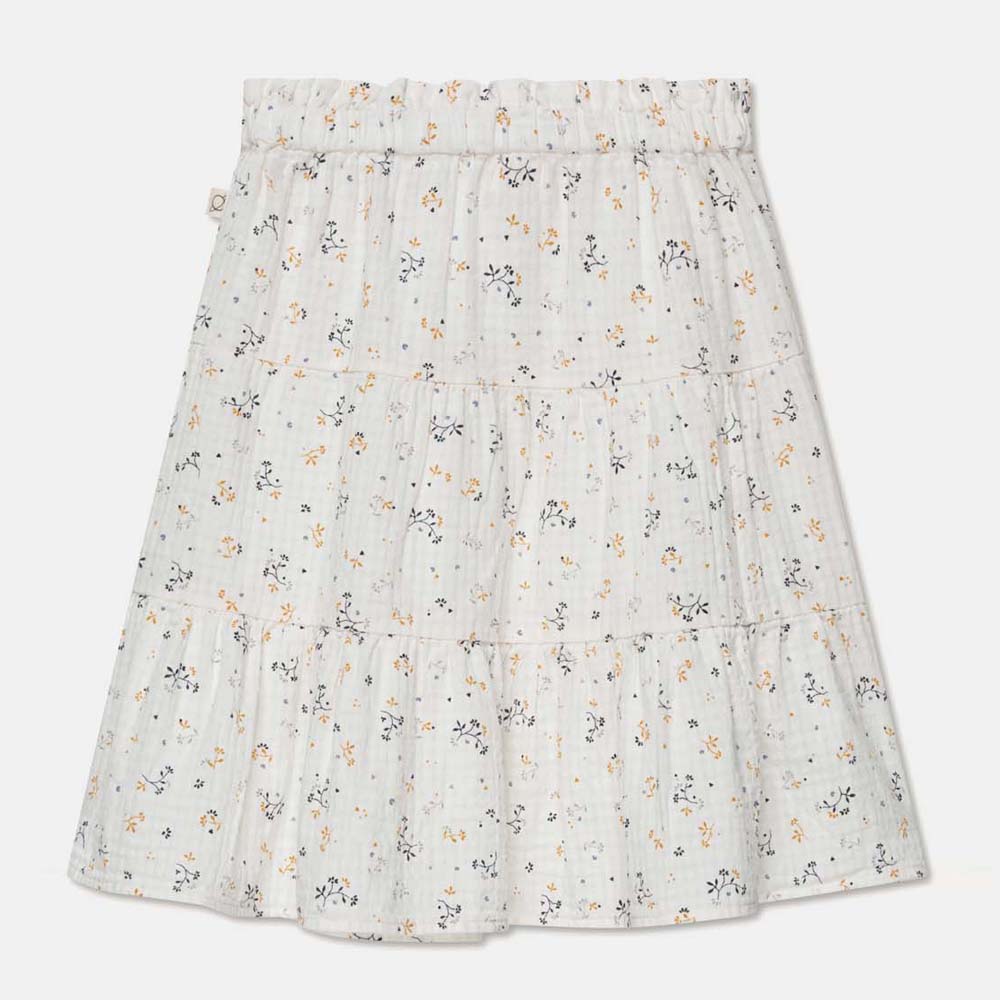 Muslin Floral Flared Skirt - Ivory