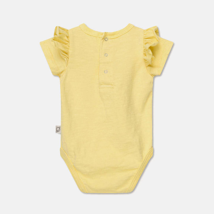 Slub Ruffle Baby Bodysuit - Yellow