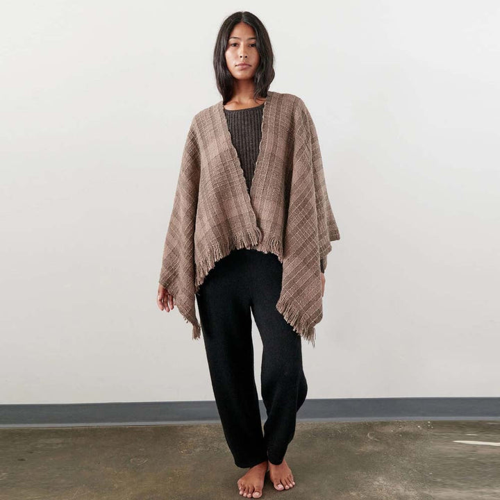 Wide Woven Poncho - Loam