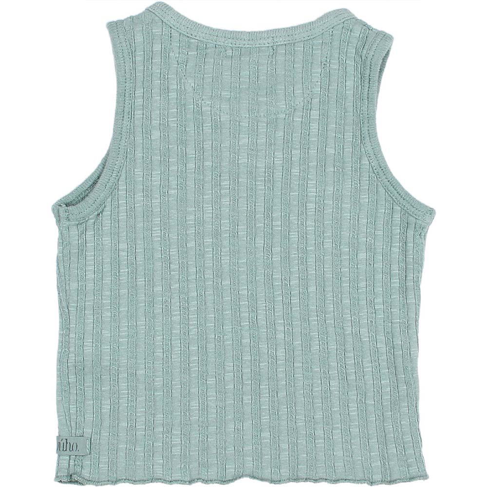 One Button Rib Tank Top - Cactus