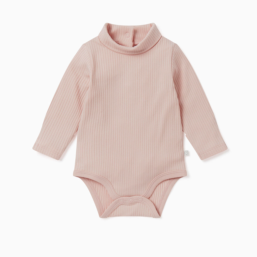 Ribbed Roll Neck Bodysuit - Blush