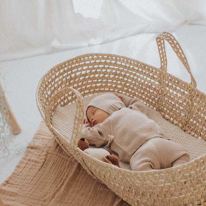 Newborn Knit Pom Pom Hat - Sand