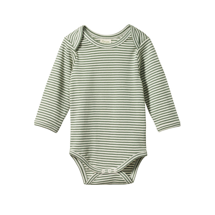 Long Sleeve Bodysuit - Nettle Stripe