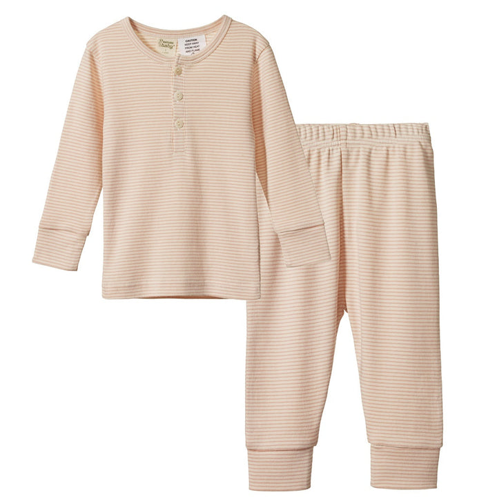 Long Sleeve Pajama Set - Rose Dust Pinstripe