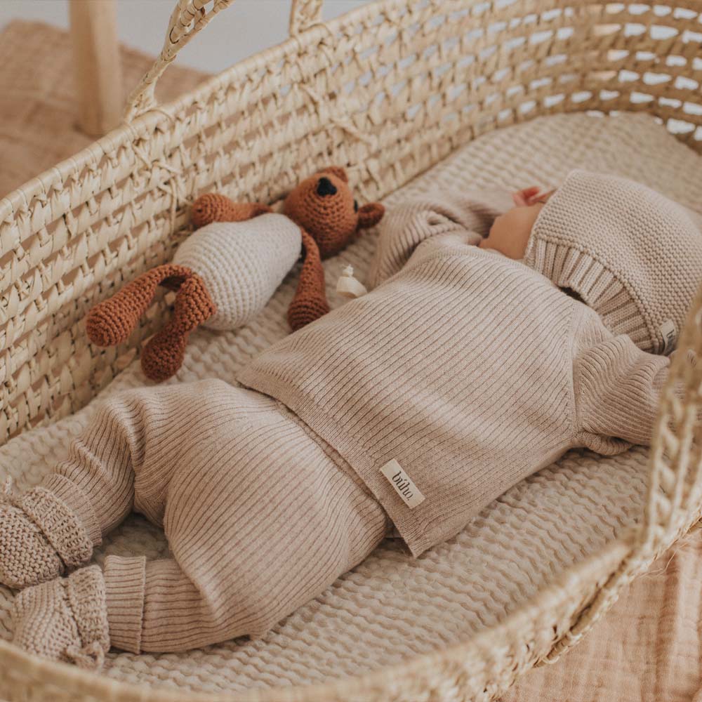 Newborn Sweater Knit Legging with Cuff - Cream Pink